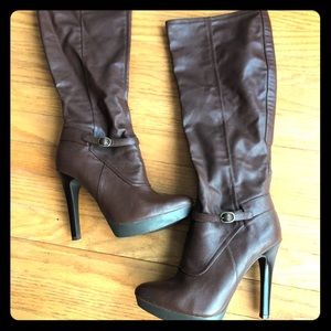 Brown high heel boots